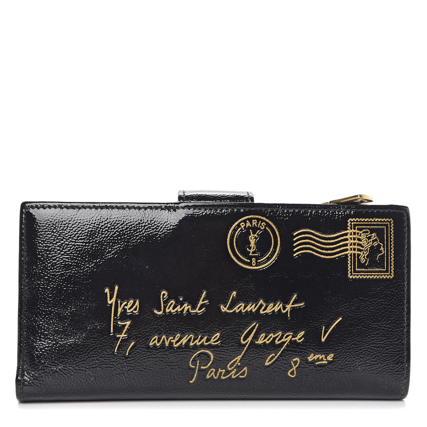 Patent Y-Mail Long Wallet Black