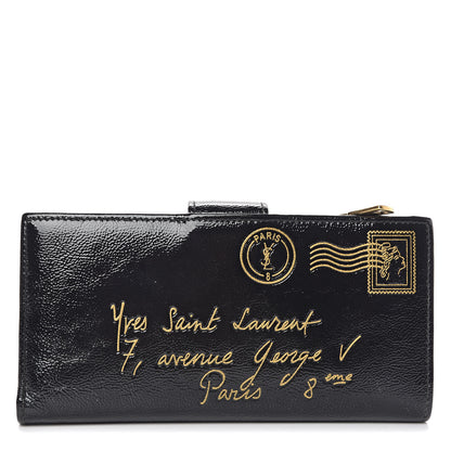 Saint Laurent Patent Y-Mail Long Wallet Black 1 of 9