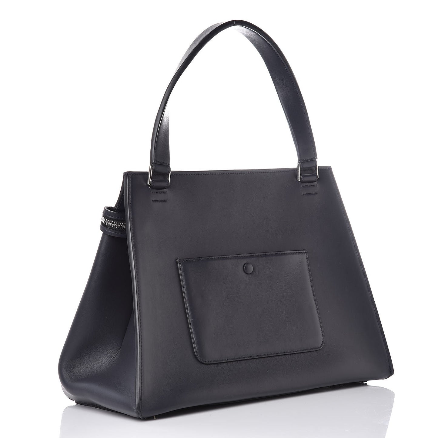 Grained Calfskin Medium Bi-Color Edge Shoulder Bag Indigo Black