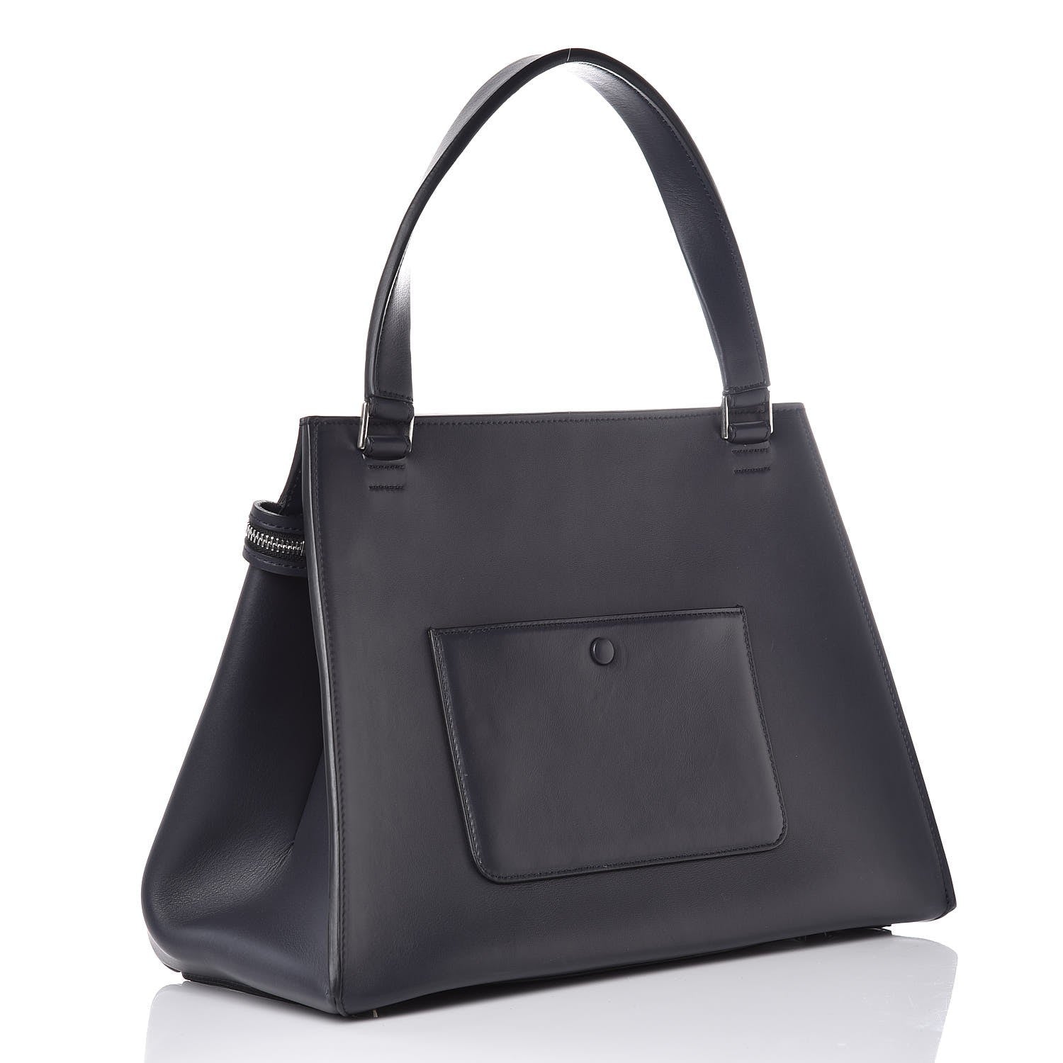 Celine Grained Calfskin Medium Bi-Color Edge Shoulder Bag Indigo Black 3 of 8