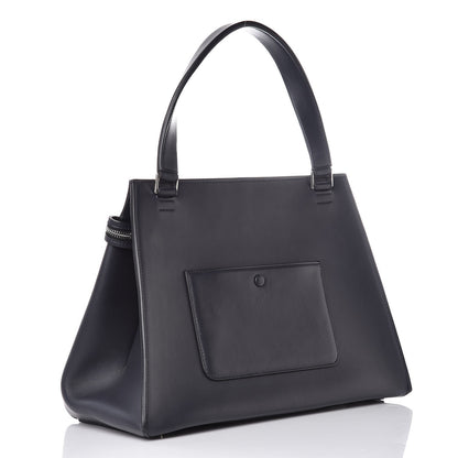 Celine Grained Calfskin Medium Bi-Color Edge Shoulder Bag Indigo Black 3 of 8