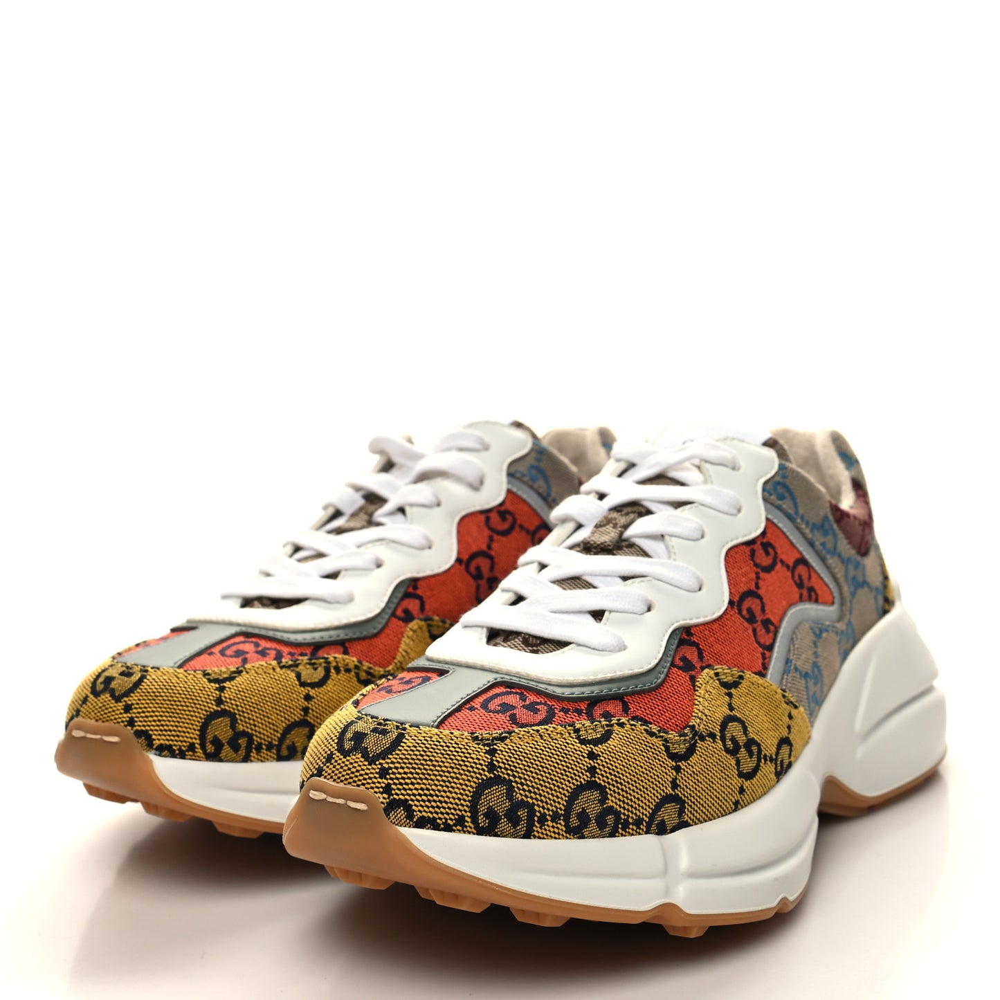Monogram Multicolor Demetra Womens Rhyton Sneakers 38.5 Yellow Blue Great White Tabasco