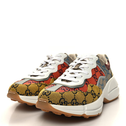 Gucci Monogram Multicolor Demetra Womens Rhyton Sneakers 38.5 Yellow Blue Great White Tabasco 3 of 9