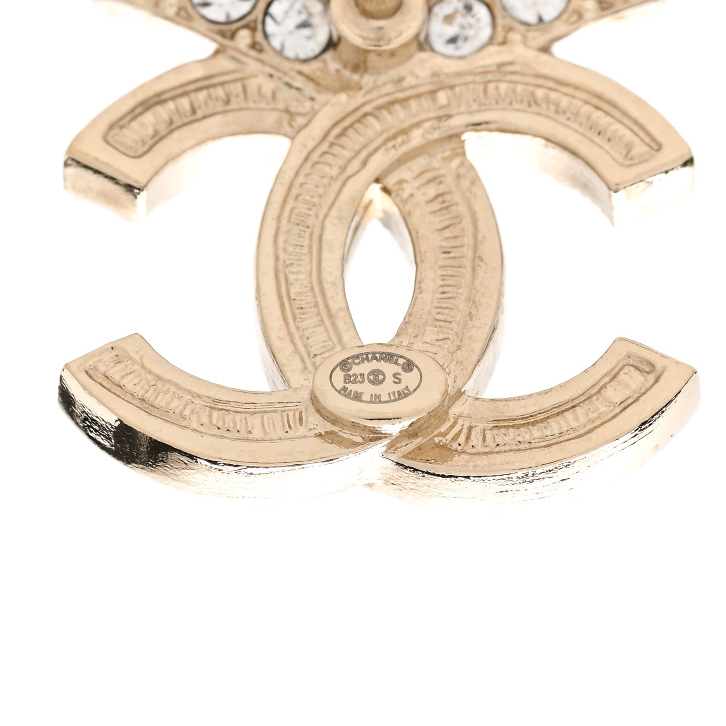 Crystal CC Bow Dangle Earrings Gold