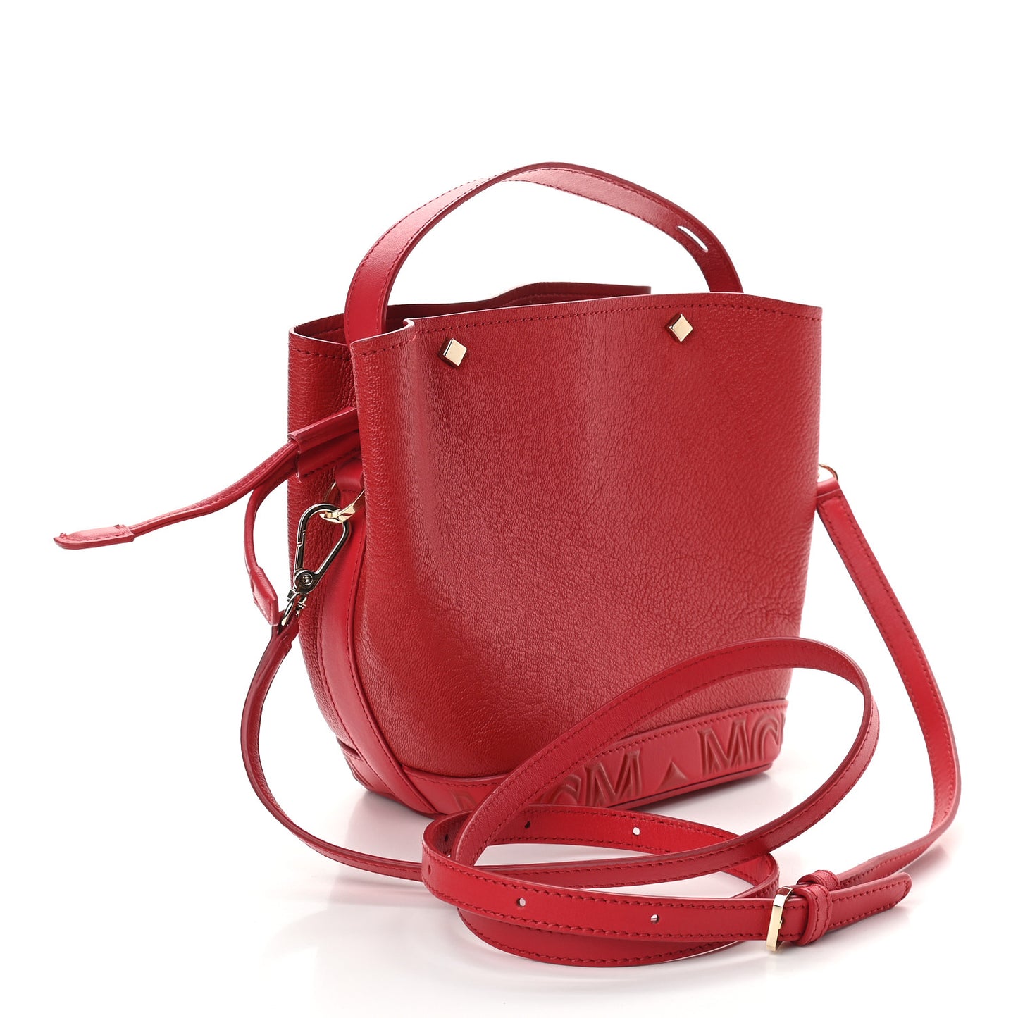 Grained Calfskin Bucket Bag Red