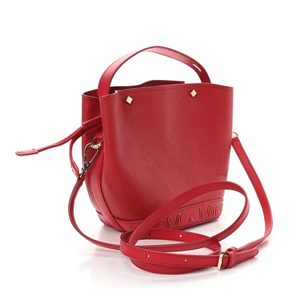 MCM Grained Calfskin Bucket Bag Red 3 of 9