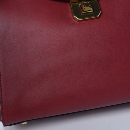 MCM Calfskin Top Handle Satchel Red 11 of 16
