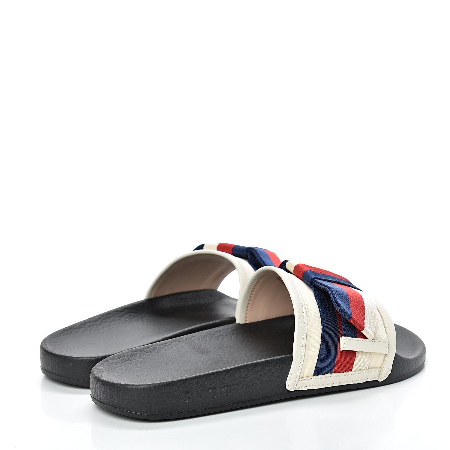 Gucci Satin Web Sylvie Bow Slide Sandals 38 White 4 of 7