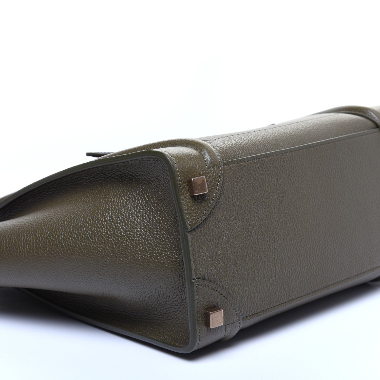 Celine Drummed Calfskin Micro Luggage Dark Olive 6 of 12