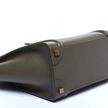 Celine Drummed Calfskin Micro Luggage Dark Olive 6 of 12