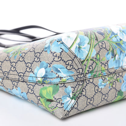 Gucci GG Supreme Monogram Blooms Small Reversible Tote Beige Blue Navy 9 of 14