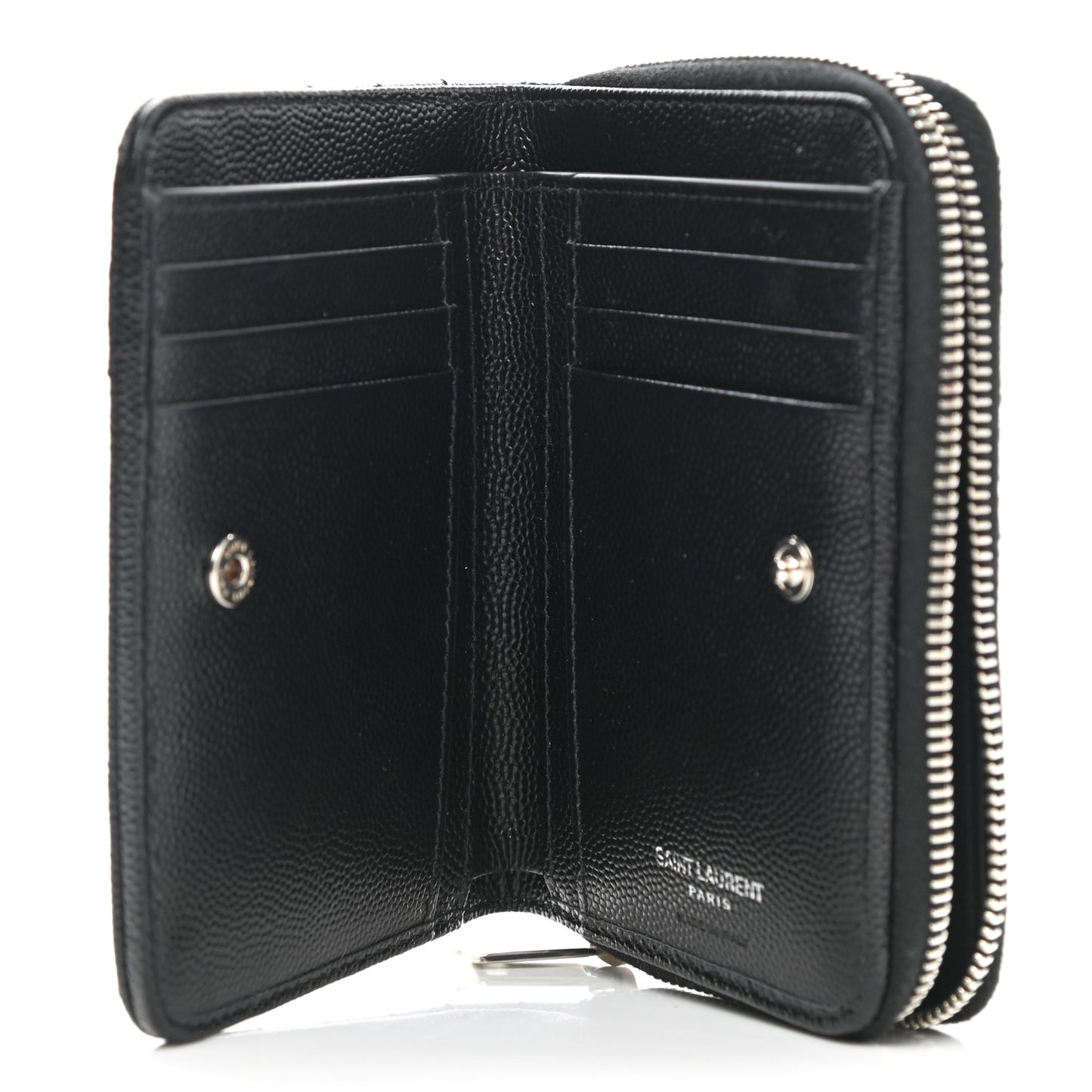 Grain De Poudre Matelasse Chevron Monogram Compact Zip Around Wallet Black