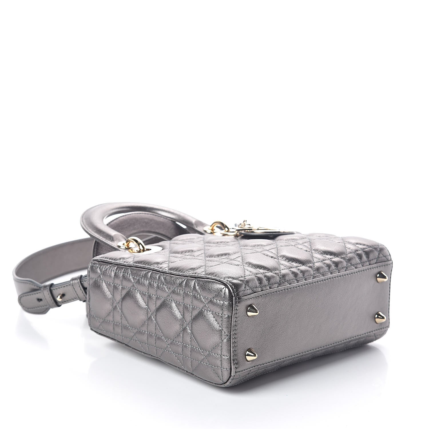 Christian Dior Metallic Grained Calfskin Cannage My ABCDior Lady Dior Gunmetal 4 of 9