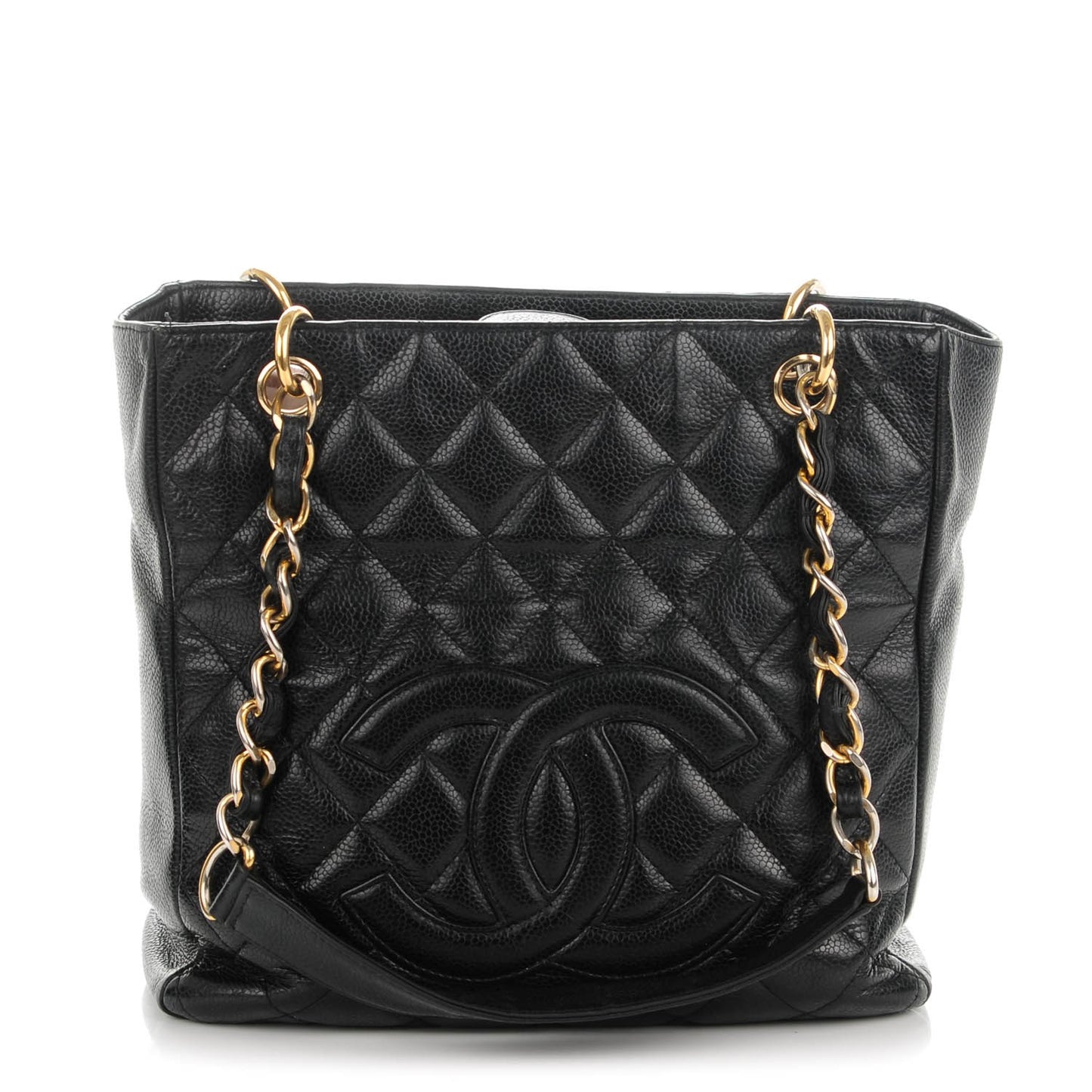 Caviar Quilted Petit Shopping Tote PST Black