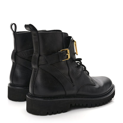 Valentino Garavani Calfskin Womens VLOGO 35mm Combat Boots 40 Black 4 of 9