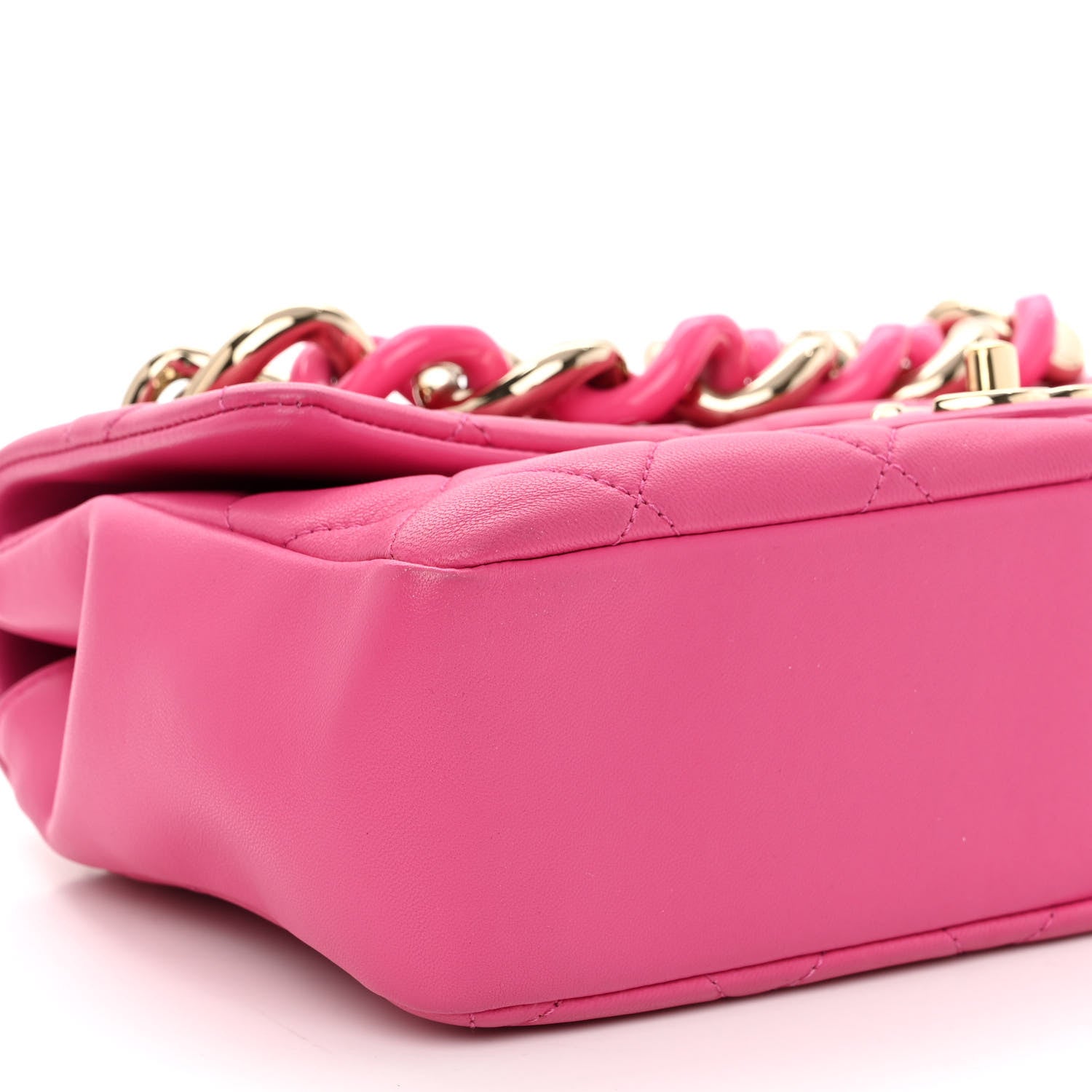 Chanel Lambskin Quilted Resin Bi-Color Chain Flap Bag Pink 9 of 13
