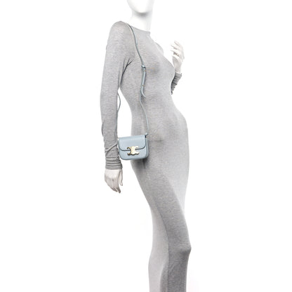 Celine Shiny Calfskin Mini Triomphe Soft Blue 2 of 9