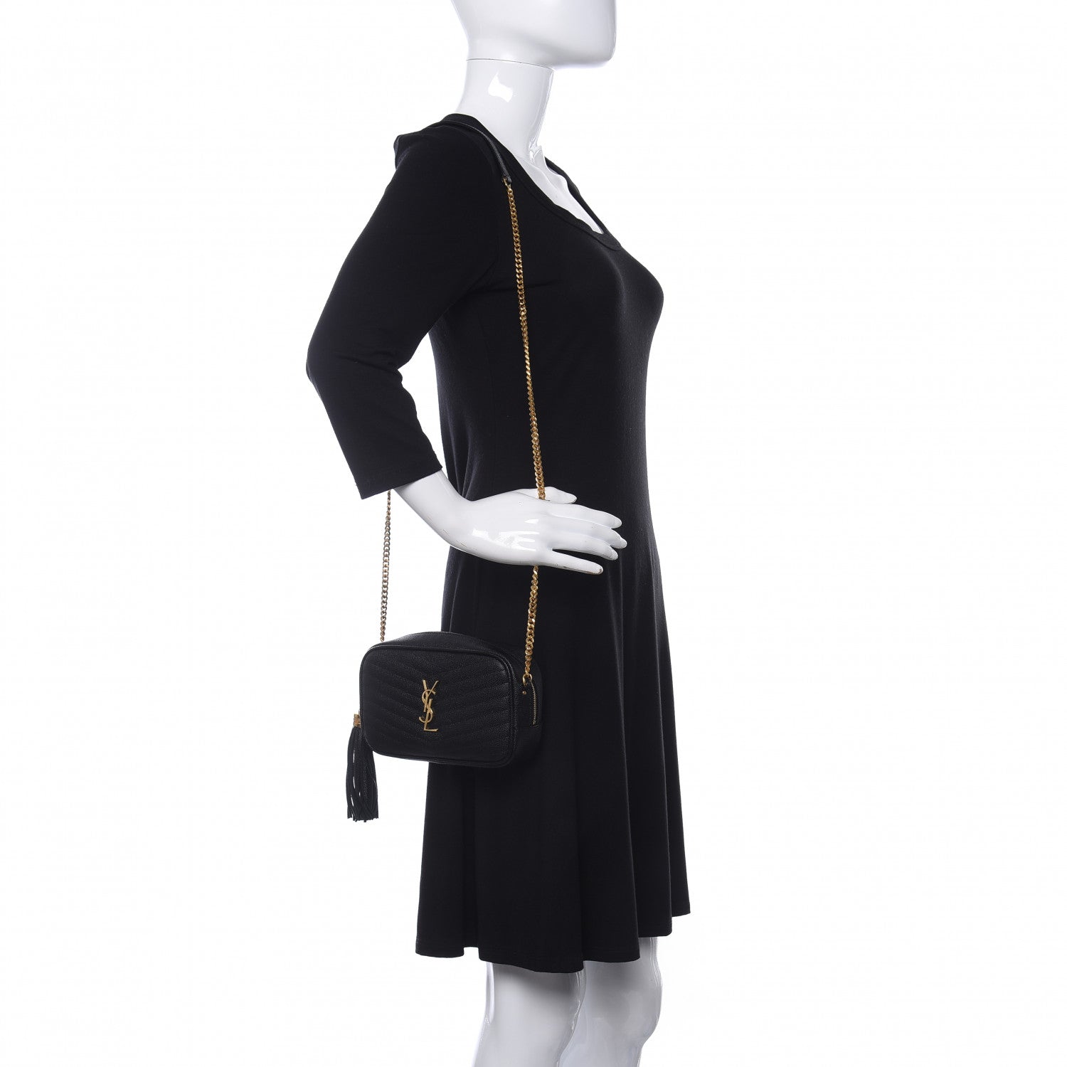 Saint Laurent Grain De Poudre Matelasse Monogram Mini Lou Camera Bag Black 2 of 8