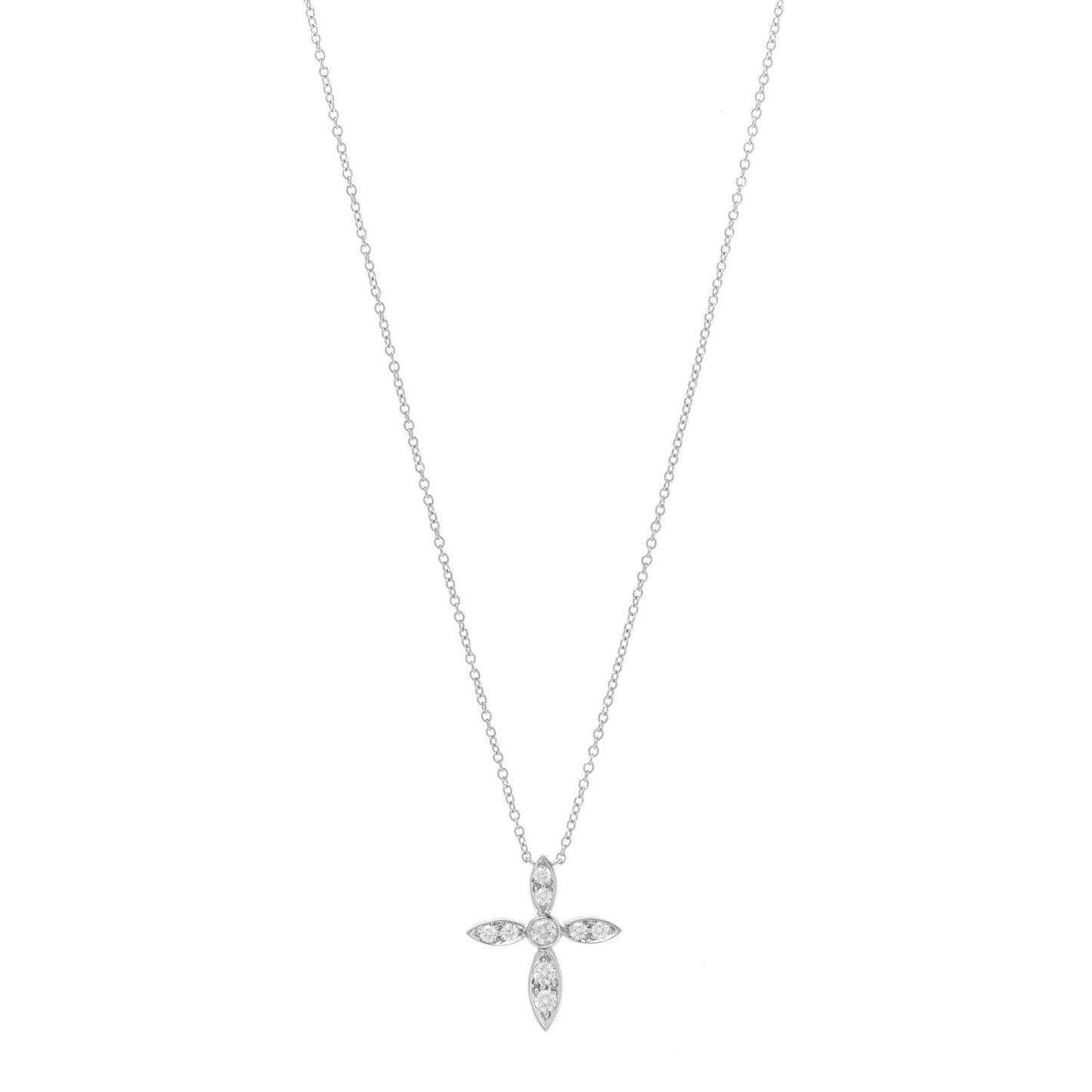 Platinum Diamond Illusion Cross Pendant Necklace