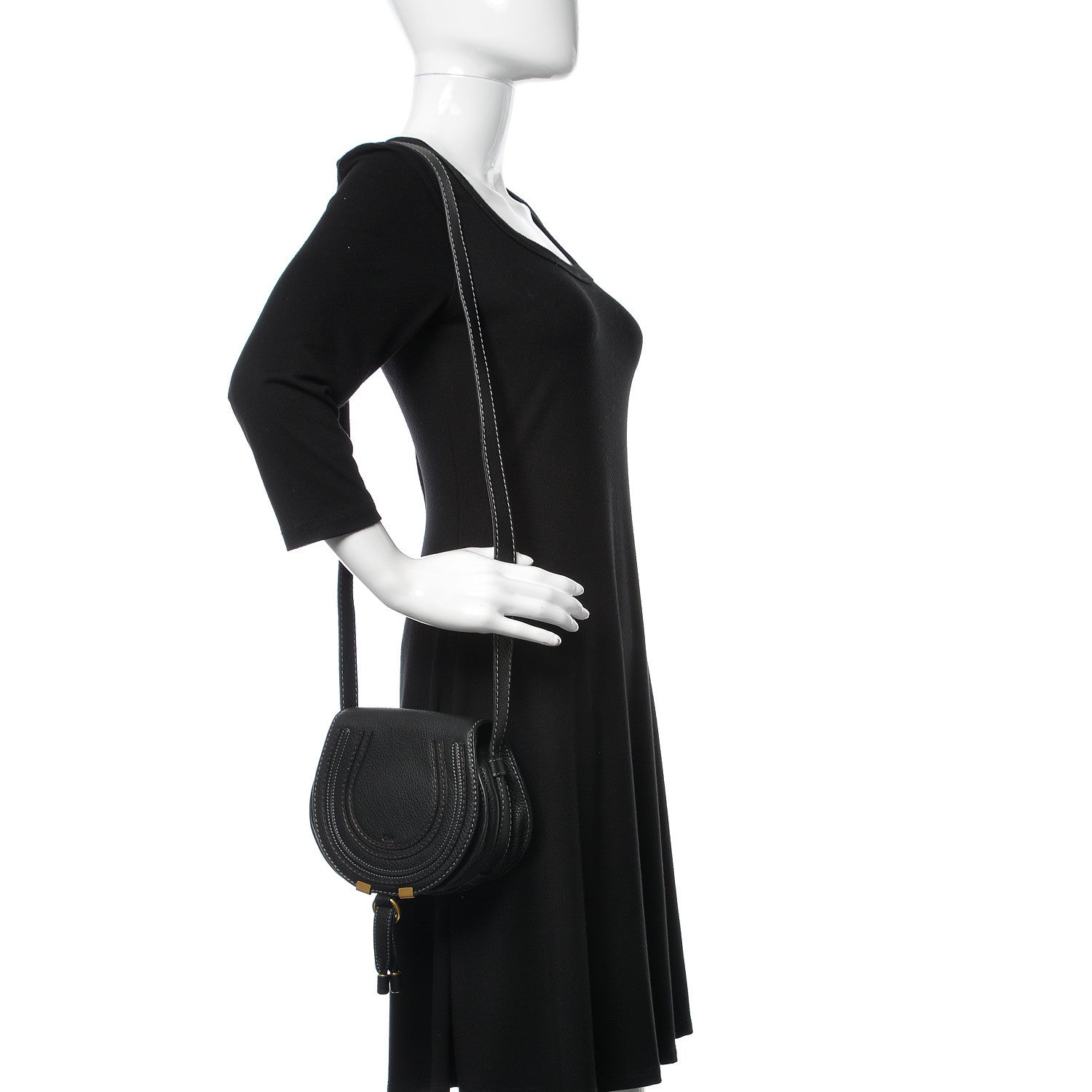 Chloe Calfskin Mini Marcie Round Crossbody Bag Black 2 of 9