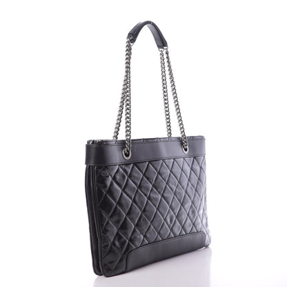 Chanel Glazed Calfskin Quilted Shopping Tote Black 3 of 12