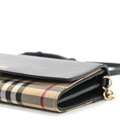 Burberry Calfskin House Check Henley Wallet On Chain Black 10 of 10