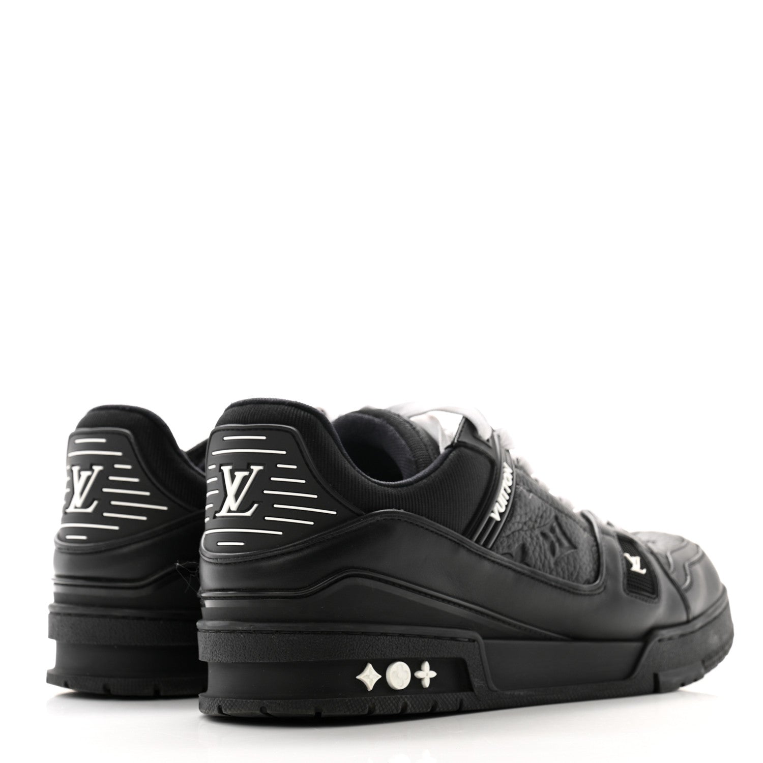 Louis Vuitton Calfskin Monogram Mens LV Trainer Sneakers 9 Black 4 of 9