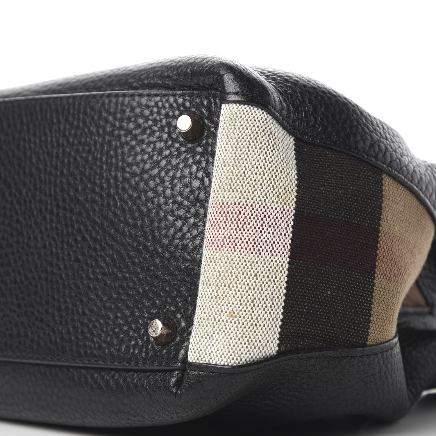 Burberry Grainy Calfskin House Check Small Maidstone Black 6 of 9