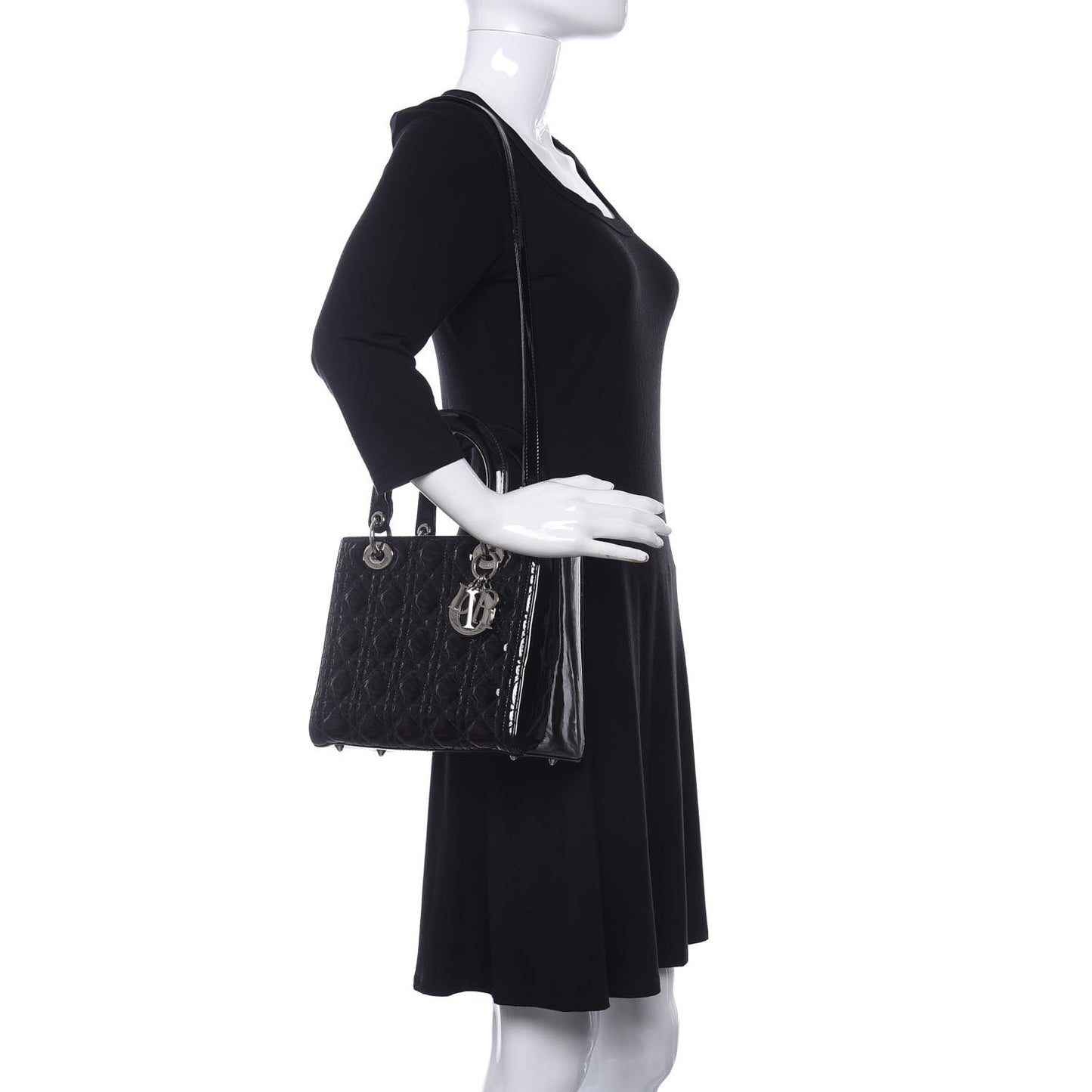 Patent Cannage Medium Lady Dior Black