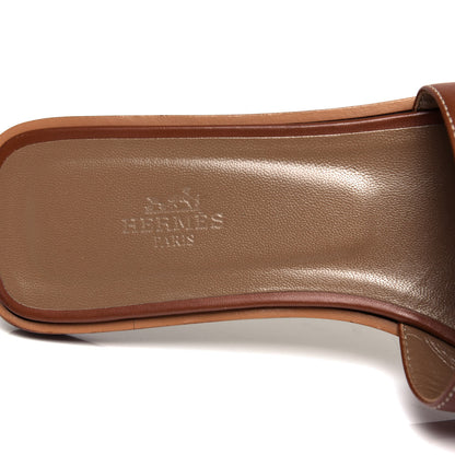 Hermes Box Calfskin Oran Sandals 39 Gold 8 of 10