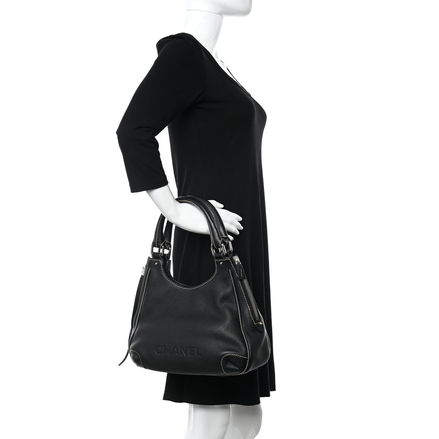 Chanel Grained Calfskin Tassel Hobo Black 2 of 12
