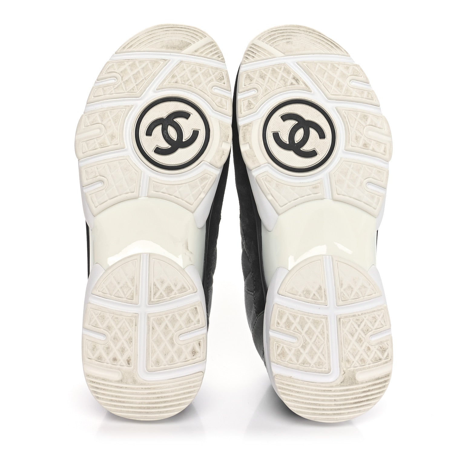 Chanel Fabric Suede Calfskin Quilted CC Sneakers 36 Dark Grey 7 of 9