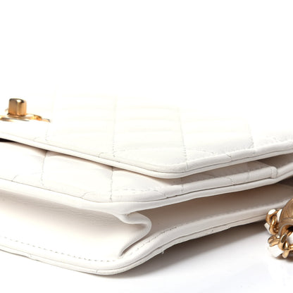 Chanel Lambskin Quilted CC Pearl Crush Wallet on Chain WOC White 18 of 27