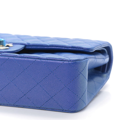 Chanel Iridescent Caviar Quilted Medium Double Flap Blue 6 of 9