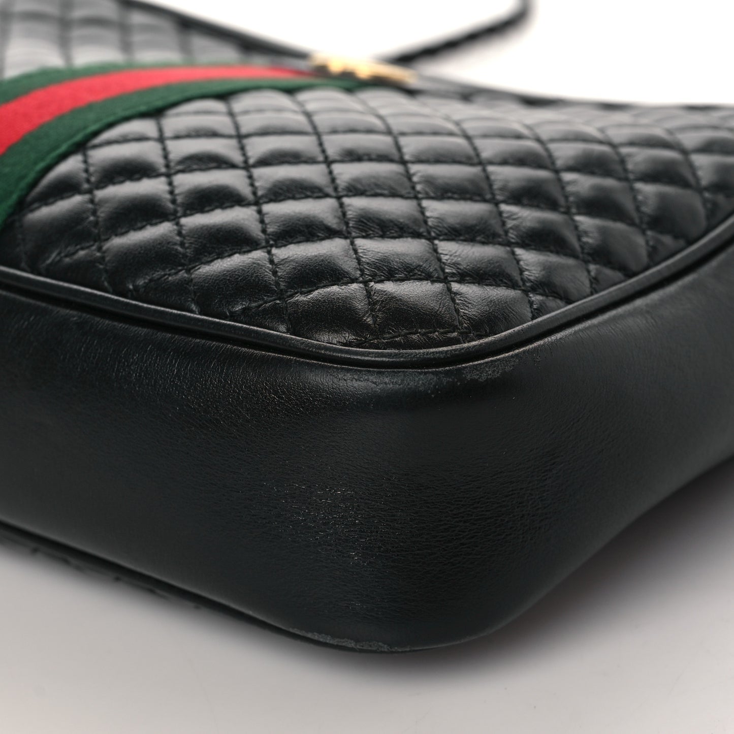 Calfskin Web Trapuntata Small GG Shoulder Bag Black