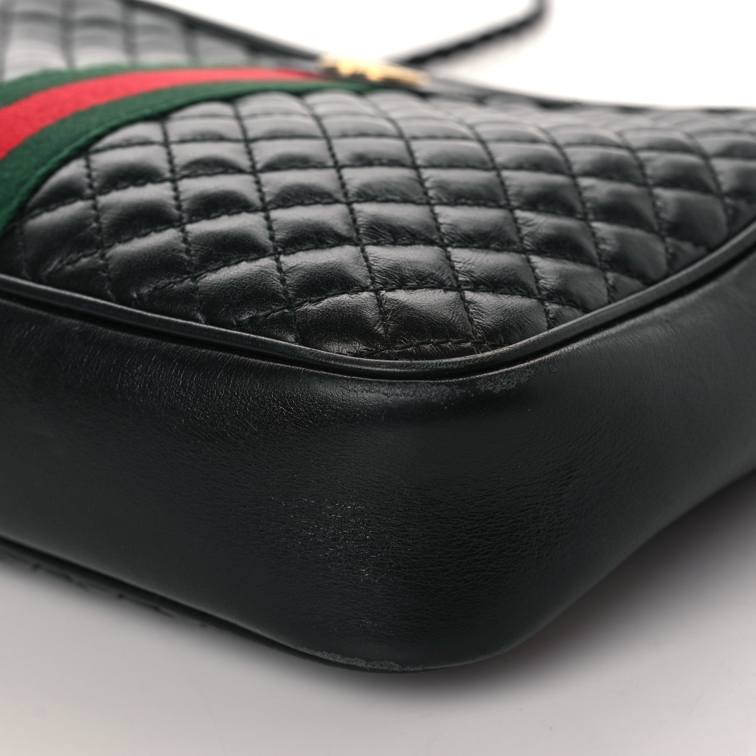 Gucci Calfskin Web Trapuntata Small GG Shoulder Bag Black 8 of 8