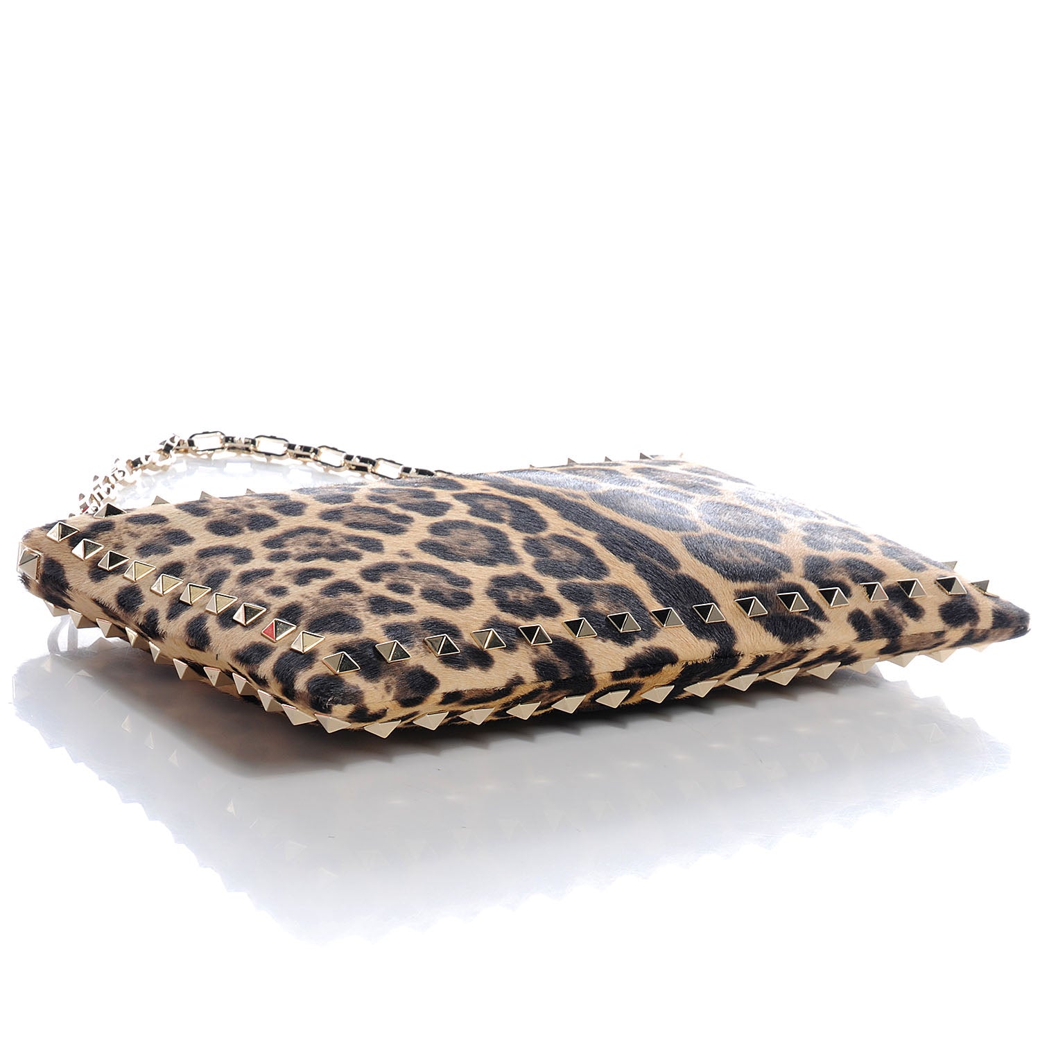 Valentino Garavani Calf Hair Leopard Print Rockstud Zip Chain Pouch Leopard 4 of 9