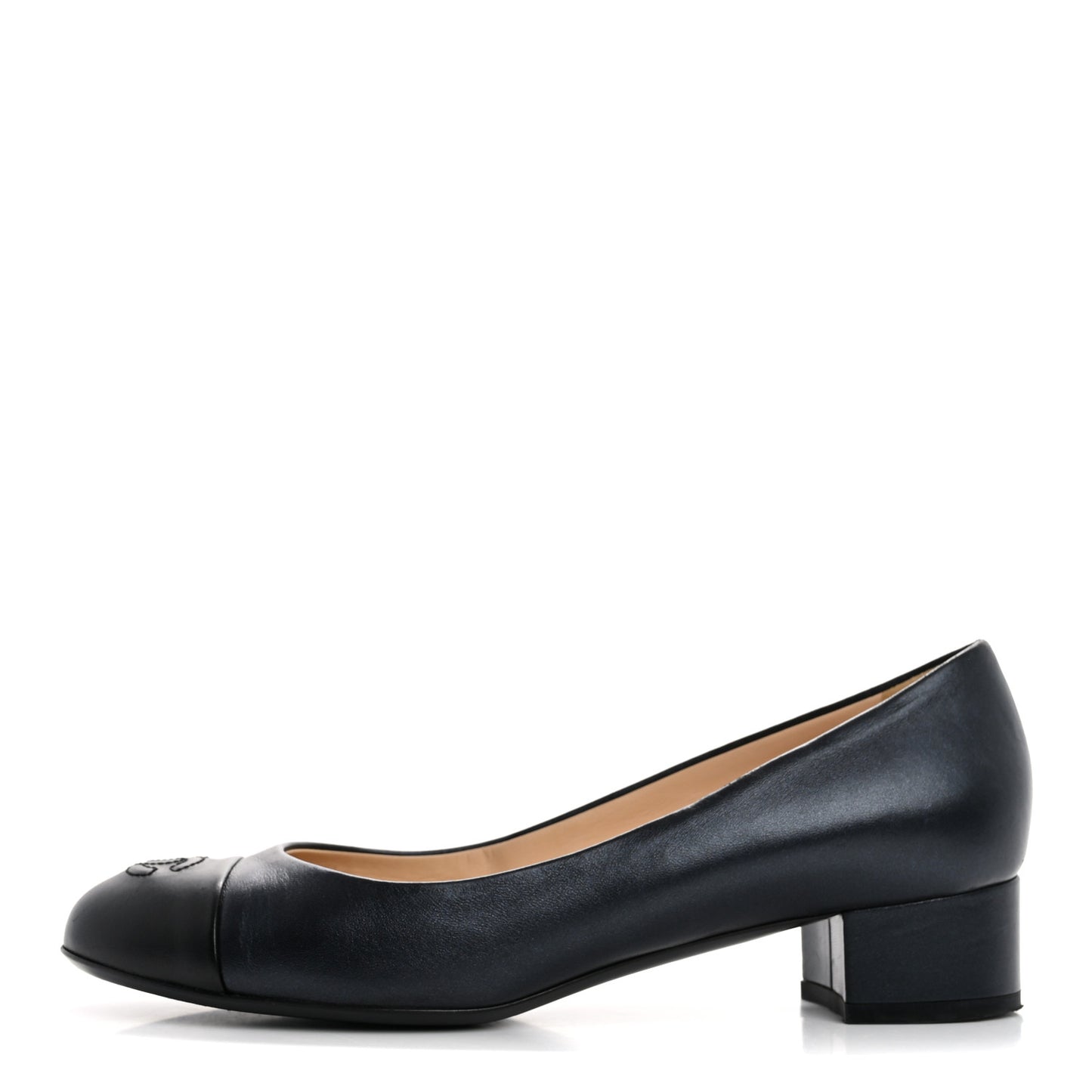 Lambskin Cap Toe CC Pumps 39 Navy Black