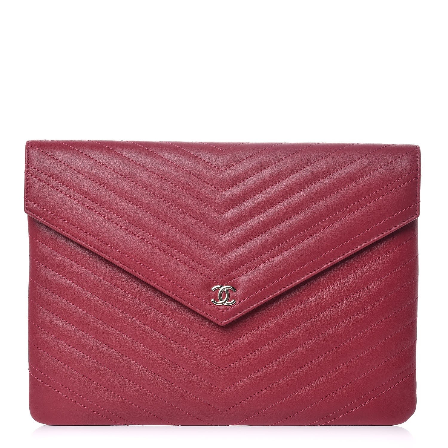 Chanel Calfskin Chevron Quilted Small Envelope Clutch Pink 1 of 7