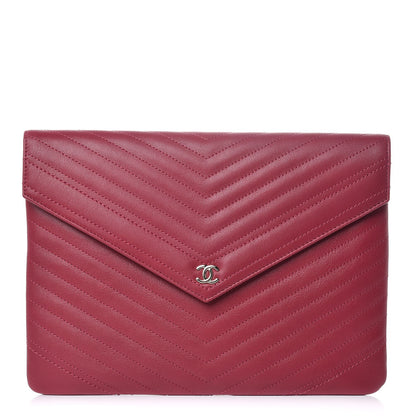 Chanel Calfskin Chevron Quilted Small Envelope Clutch Pink 1 of 7