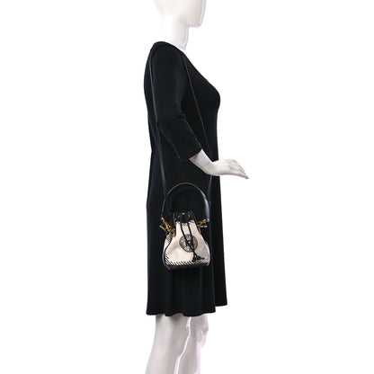 Fendi X JOSHUA VIDES Canvas Calfskin F is Fendi Mini Mon Tresor Bucket Bag White Black 2 of 11