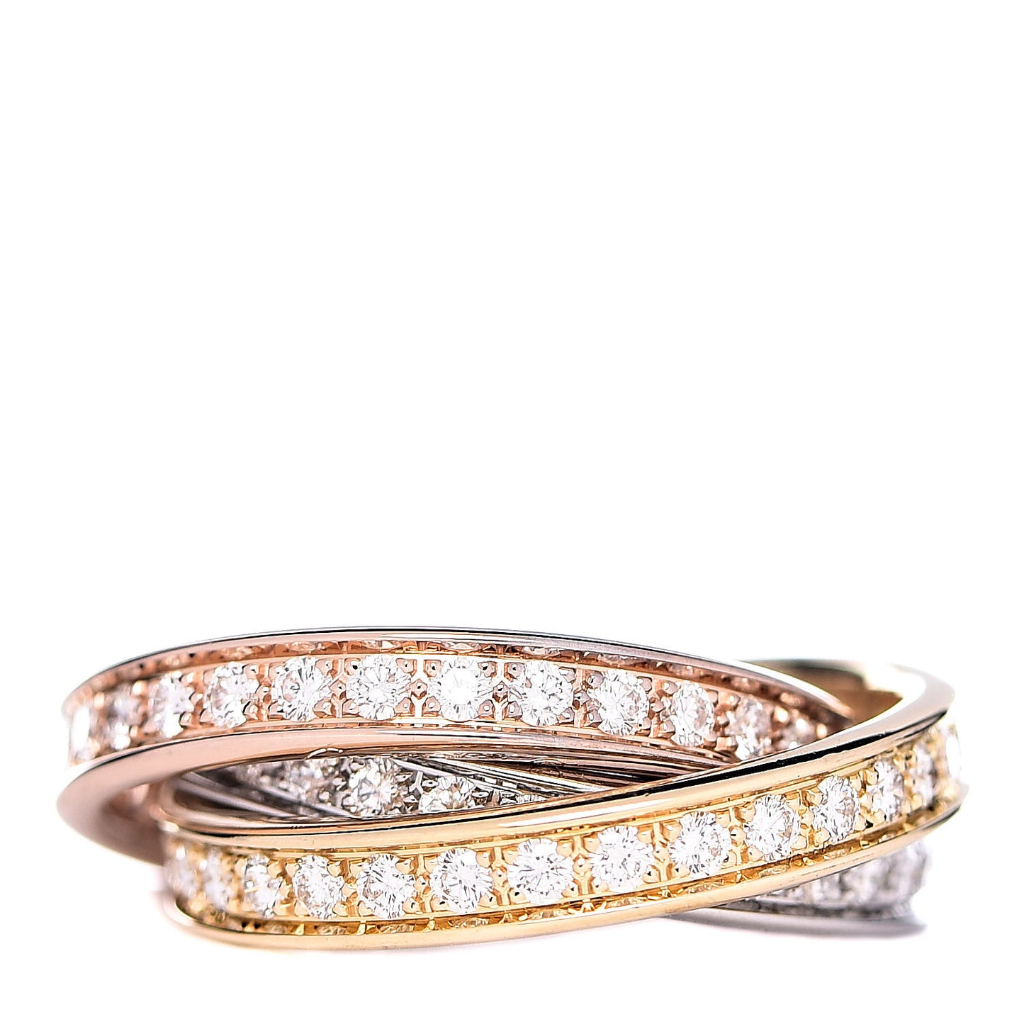 18K Pink Yellow White Gold Diamond Trinity Ring 51 5.75
