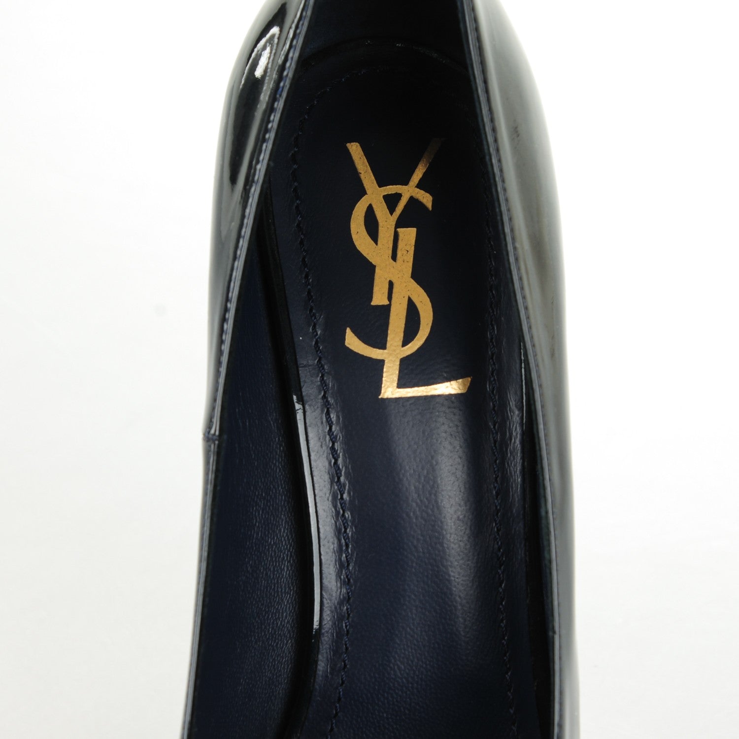 Saint Laurent Patent Tribtoo 105 Platform Pumps 40 Dark Blue 8 of 8