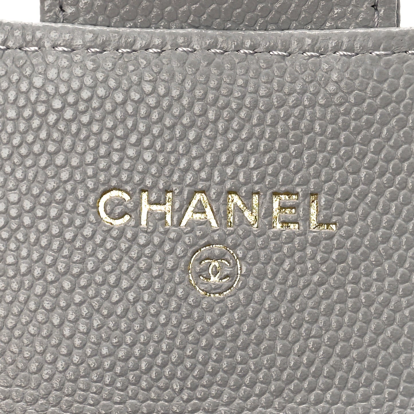 Caviar Quilted Flap Card Holder Wallet Grey