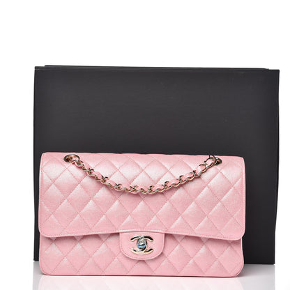 Chanel Iridescent Caviar Quilted Medium Double Flap Rose Pink 10 of 10