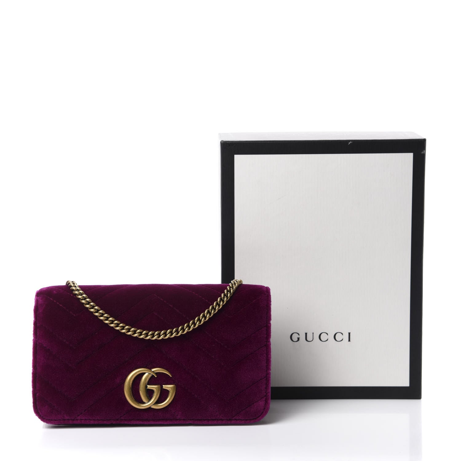 Gucci Velvet Matelasse GG Marmont Mini Bag Fuchsia Violet Cyclamen 12 of 12