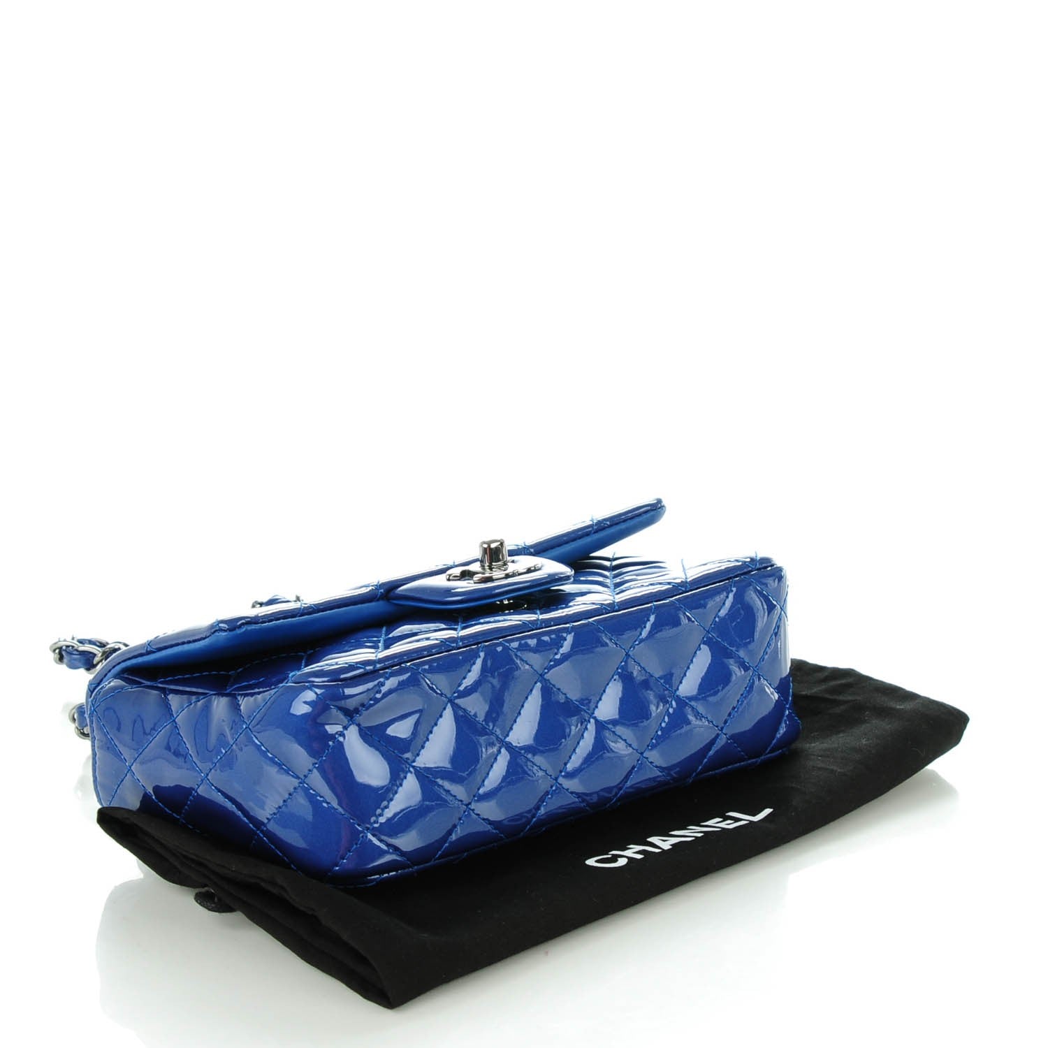 Chanel Patent Quilted Mini Rectangular Flap Blue 4 of 8