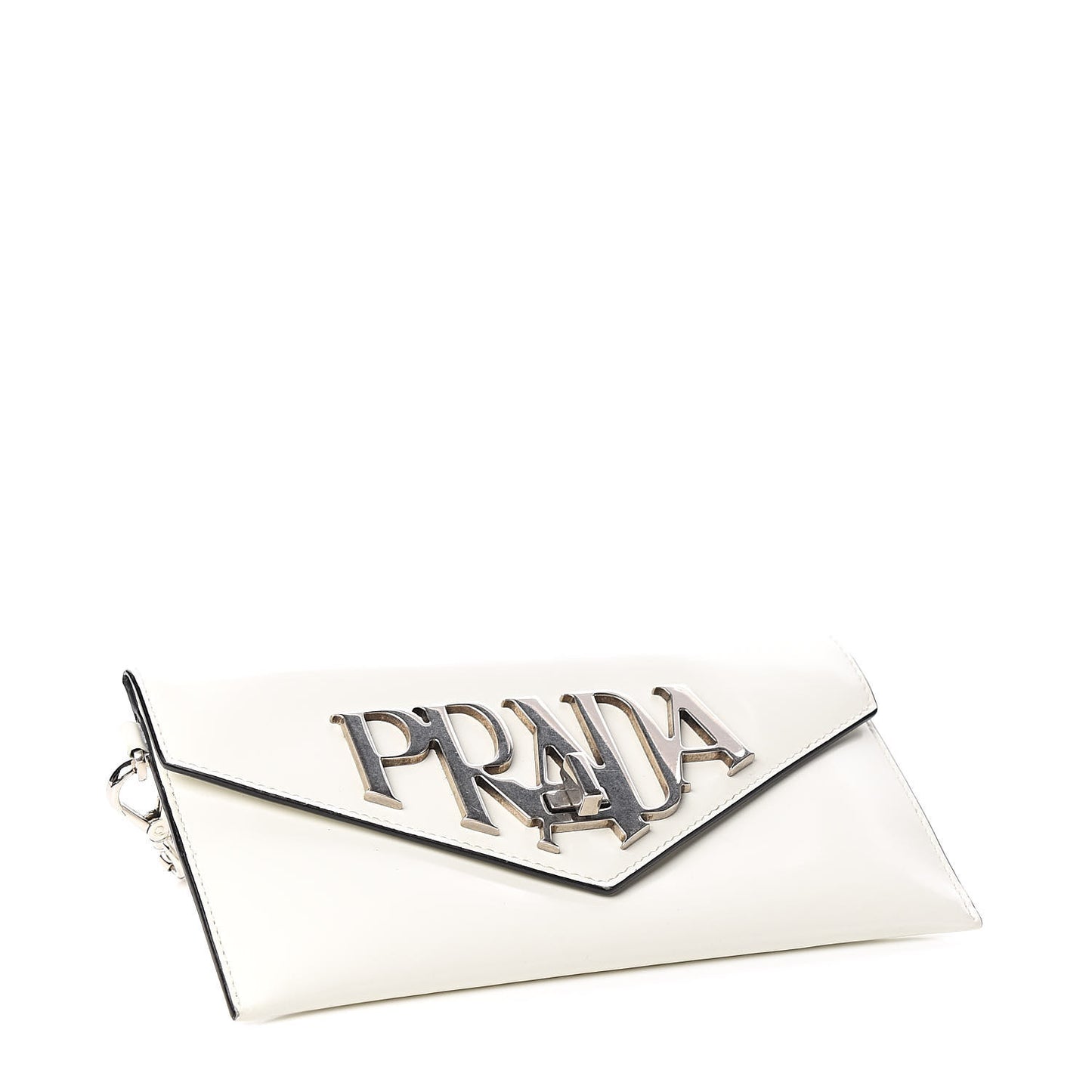 Spazzolato Logo Envelope Clutch White
