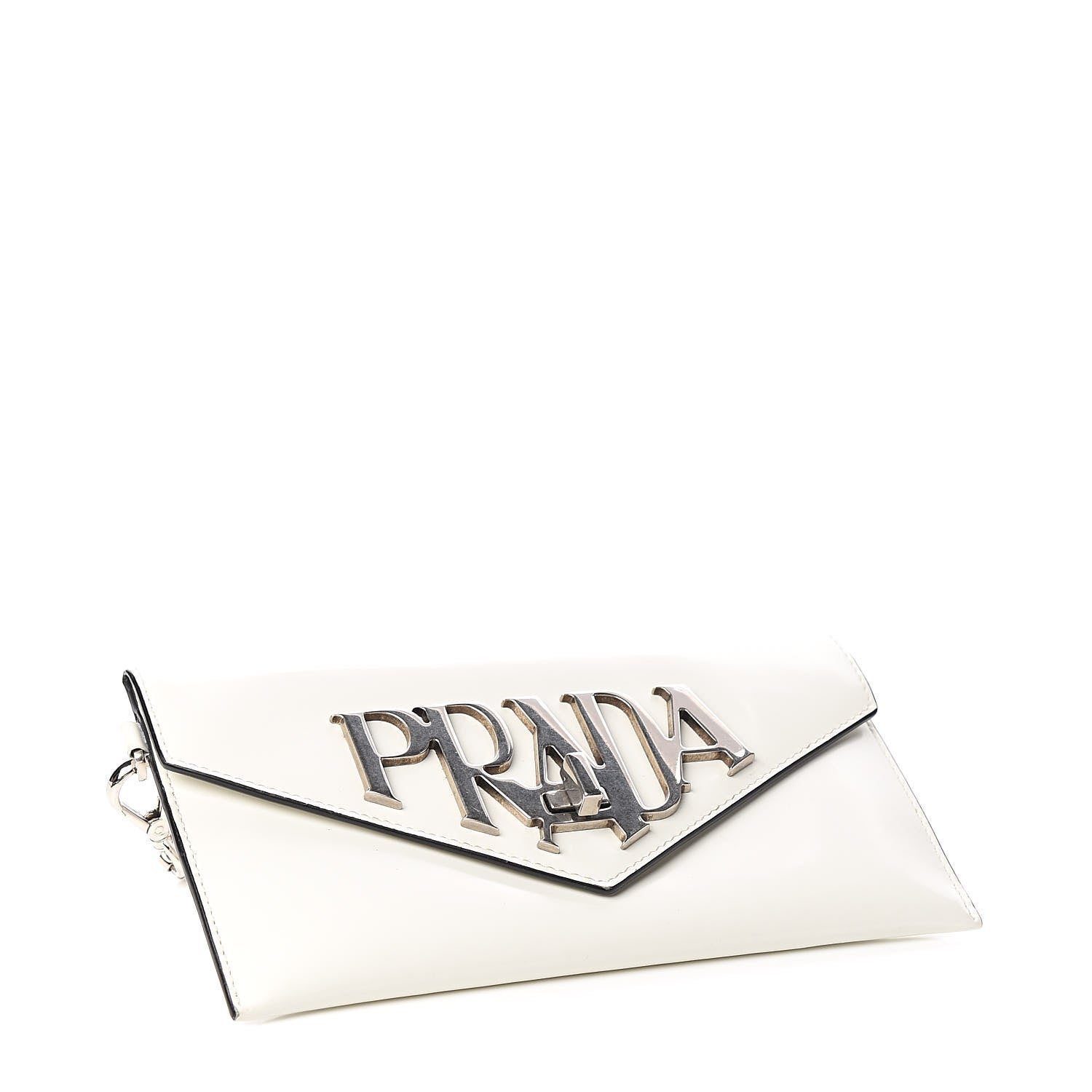 Prada Spazzolato Logo Envelope Clutch White 4 of 8