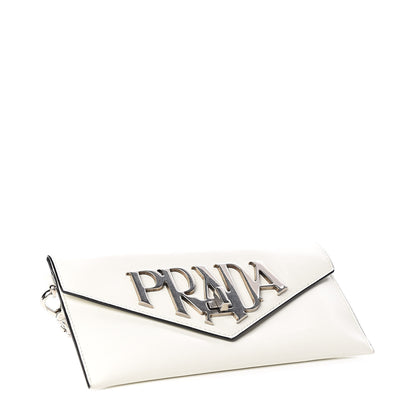 Prada Spazzolato Logo Envelope Clutch White 4 of 8